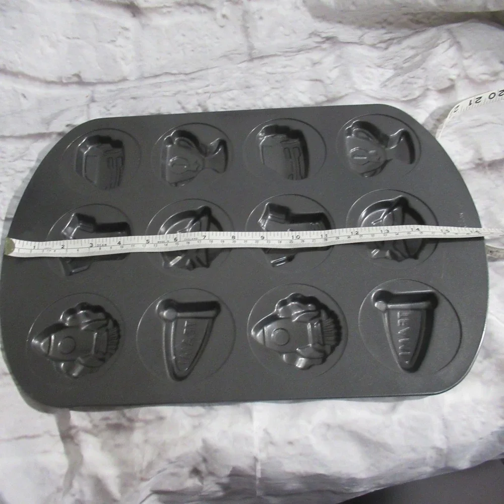 Wilton Mini cake pan sports flag rocket plane boys non stick cupcake cookie bake